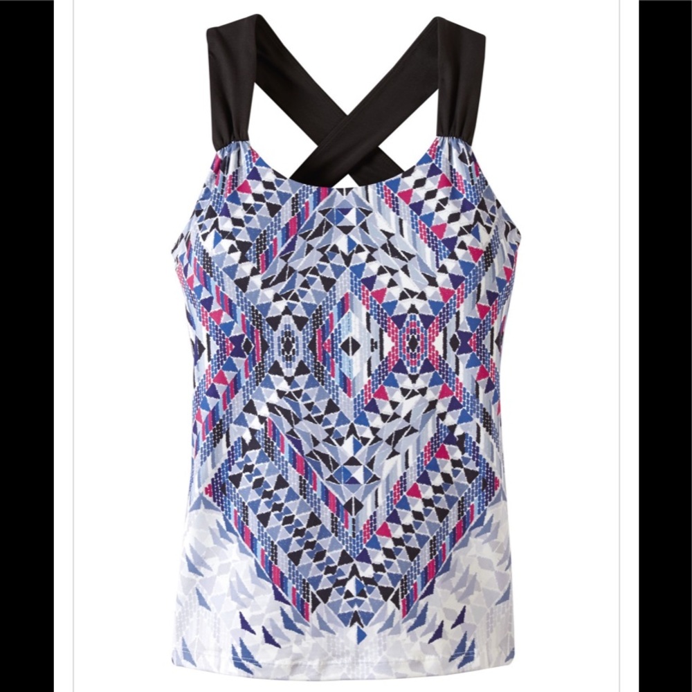 PRANA Phoebe Top in Indigo Firefly w/ Shelf Bra XS